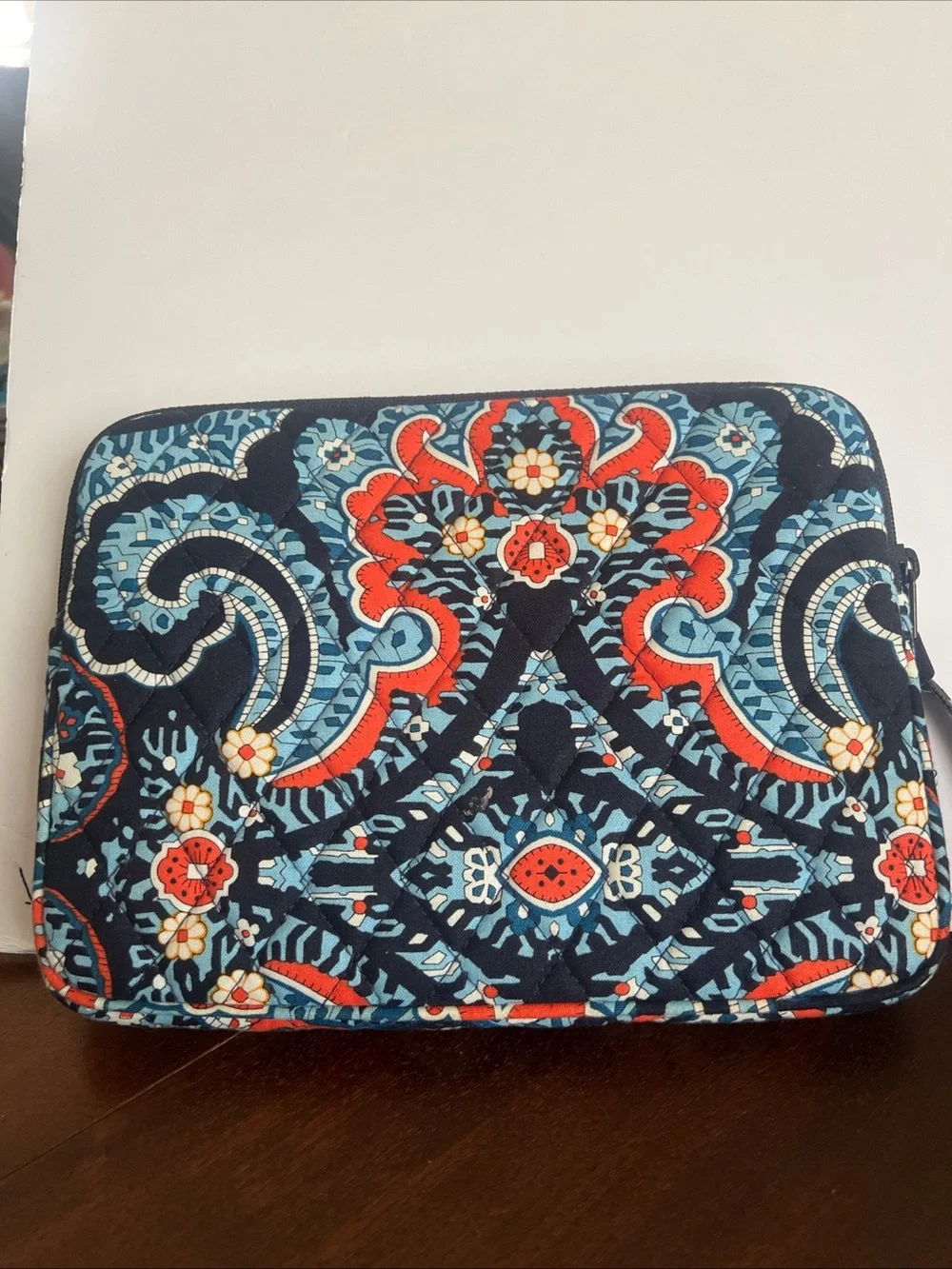Vera Bradley Navy Floral Quilted E-Tablet Pouch with Teal & Coral Accents